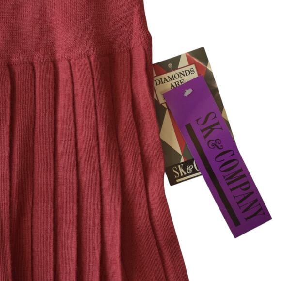 Vintage Deadstock Pink Knit Pleated Midi Skirt Size Large – 80s Preppy Mod Style - Picture 3 of 5
